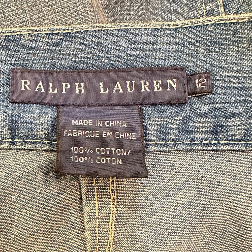 Rare Ralph Lauren Sailor Style Buttons Lace Up Tie Denim Cotton Skirt Size 12 - Picture 10 of 14